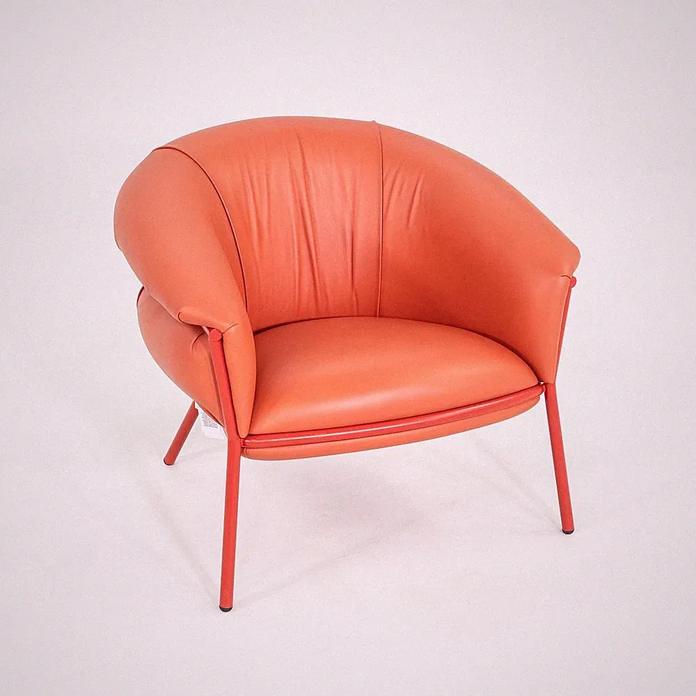 2023 Stephen Burks for BD Barcelona Grasso Lounge Chair w/ Orange Upholstery