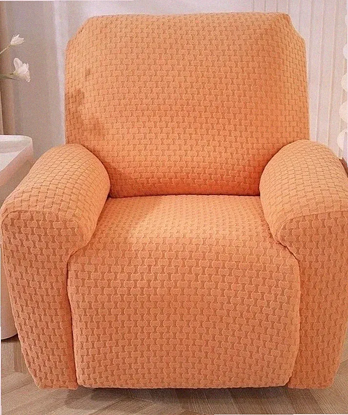 4 Pieces Jacquard Plush Recliner Slipcovers - Orange