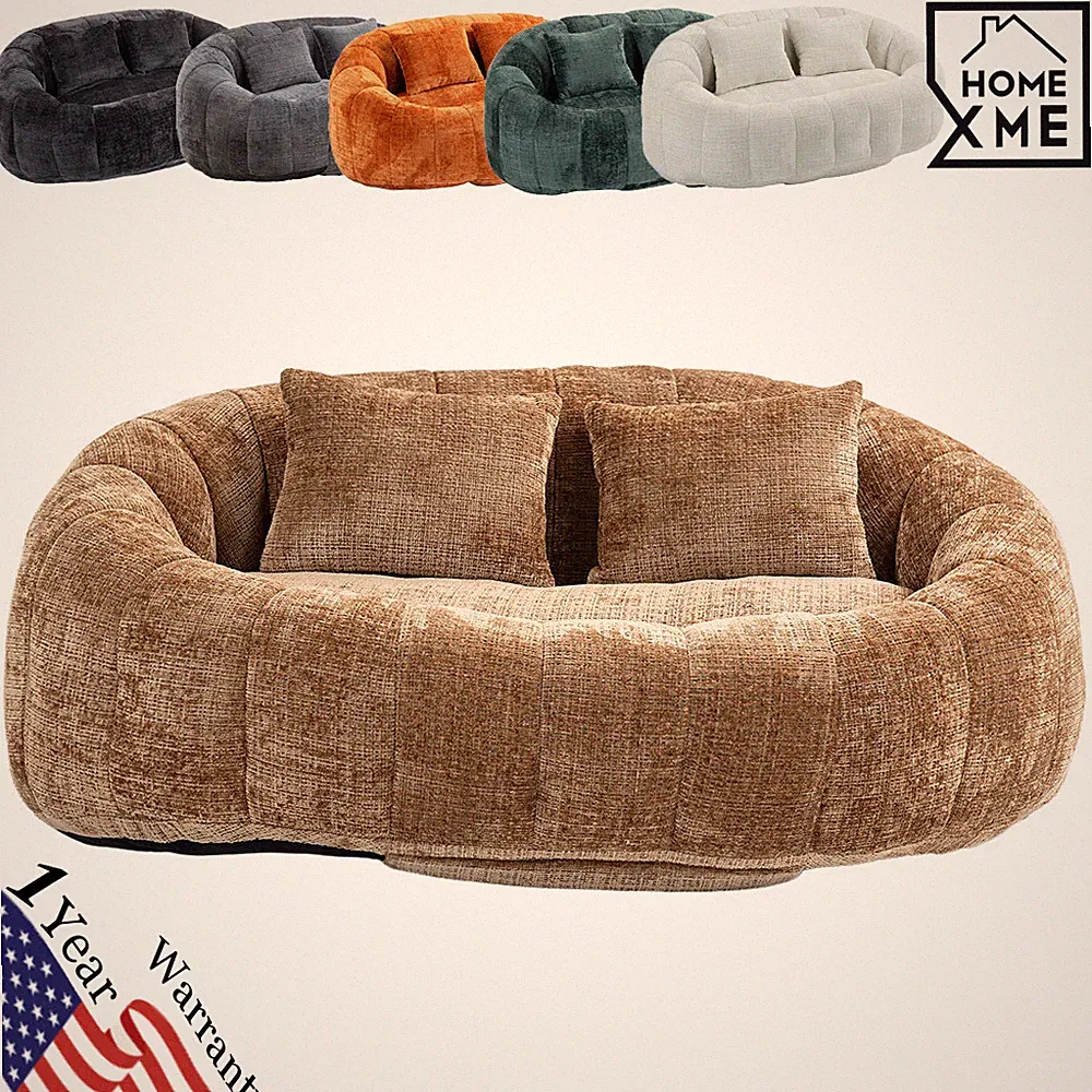 59" 2-Seat Bean Bag Sofa Lazy Sofa Comfort Chenille Lounger High Back Couch