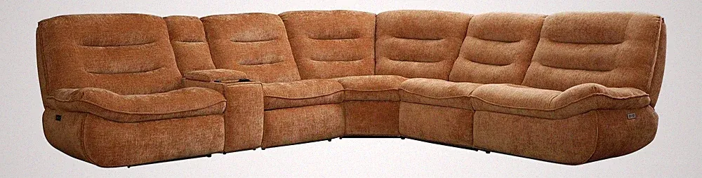 ACME Emmy Chenille Fabric Power Motion Sectional Sofa with USB Port in Orange