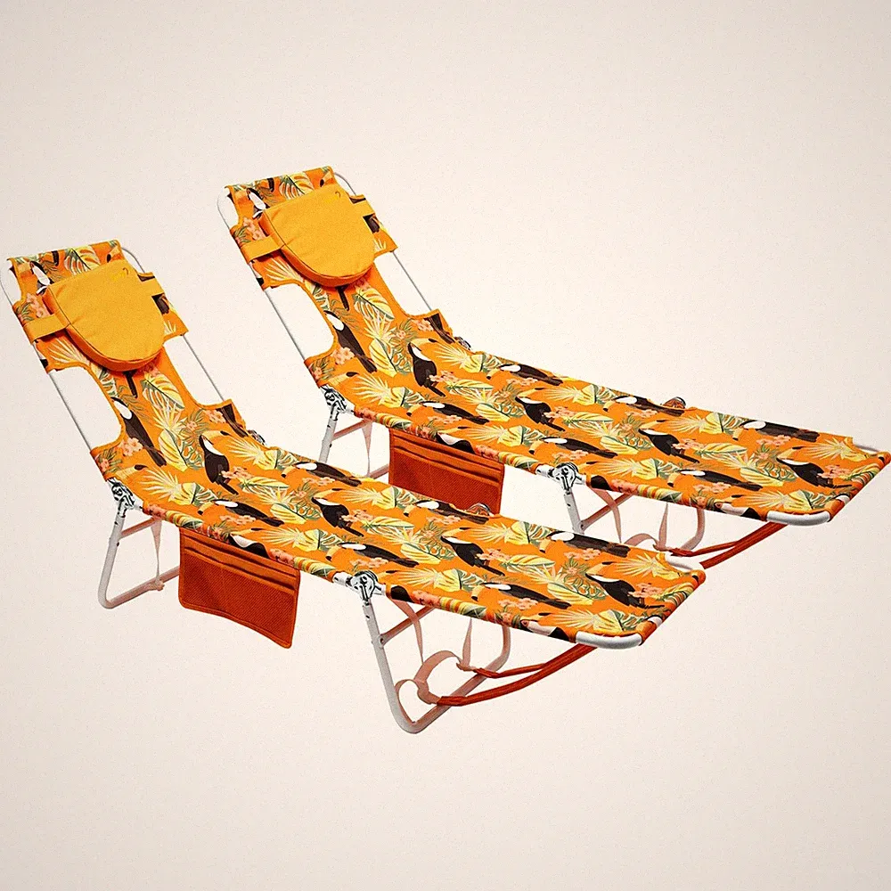 Beach Lounge Chair, Backpack Reclining Beach Chairs Lay Flat, Sun Down Tannin...