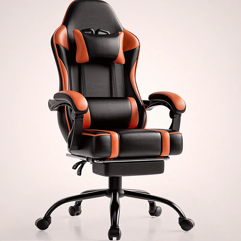 Gaming Chair with Footrest, PU Leather Video Game Chairs, Reclining Gamer Chair