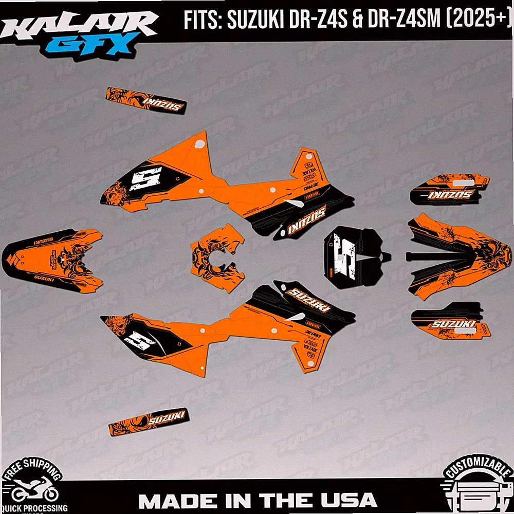 Graphics Kit for Suzuki DR-Z4S DR-Z4SM DRZ4SM 2025 2026 Night-ORANGE