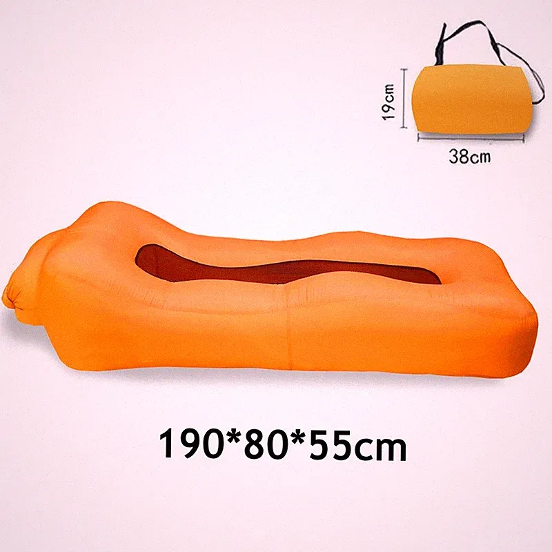 Inflatable Lounger Air Sofa Lazy Bed Travel Cammping Blow Up Beach Chair & Bag~
