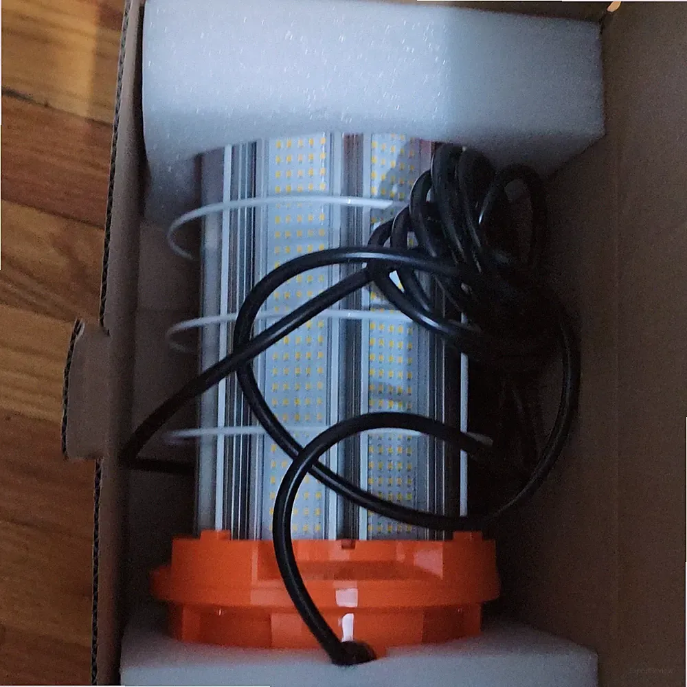 LED Portable Work Light with Protective Cage, Corded Power, Orange Silver Black