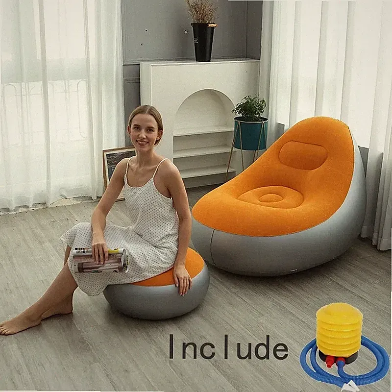 New Inflatable Bean Bag Sofa Set With Footstool