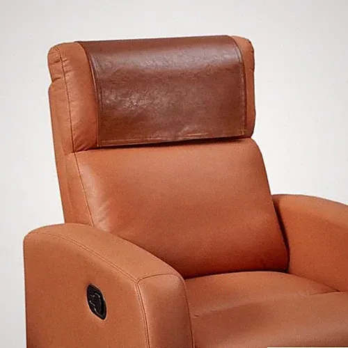 Non Slip Recliner Headrest Protector Washable Faux Leather Caramel Orange