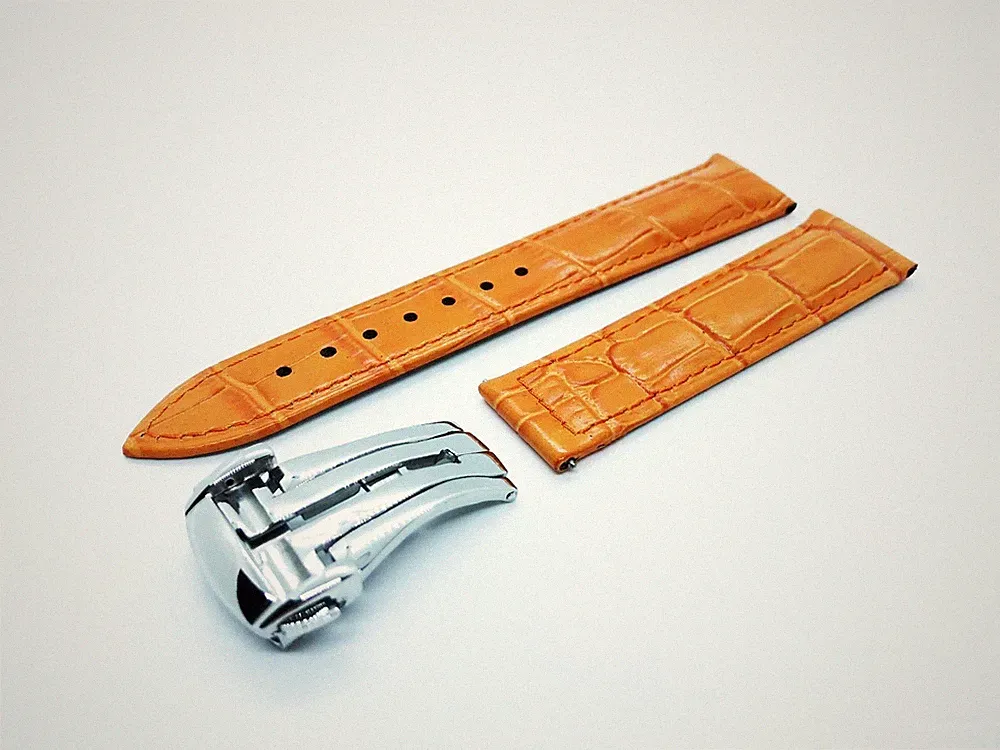 ORANGE Genuine Leather Strap Band fit Omega Seamaster Planet Ocean 19 20 22mm