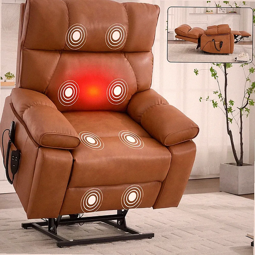 Oversized Electric Power Lift Recliner Chair with Heat & Massage - Orange