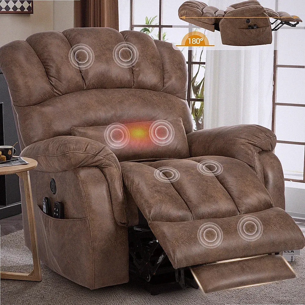 Oversized Lay Flat Dual Motor Power Lift Recliner Chair with Extended Footrest