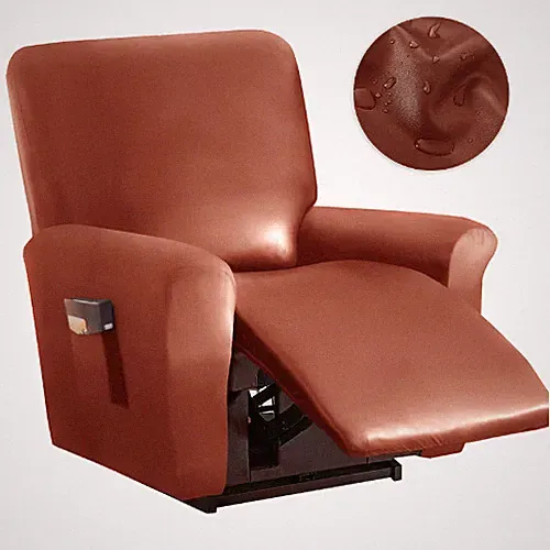 PU Sofa Cover 1/2 Seat Recliner Armchair Cover Solid Color Relax Sofa Slipcovers