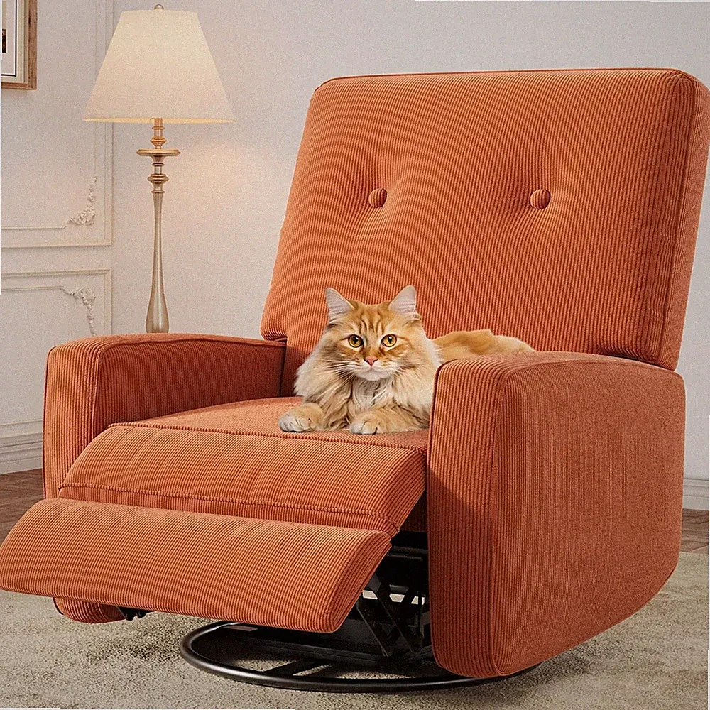 Recliner Chair,360° Swivel Rocking Glider Chair,Adjustable Backrest & Footrest