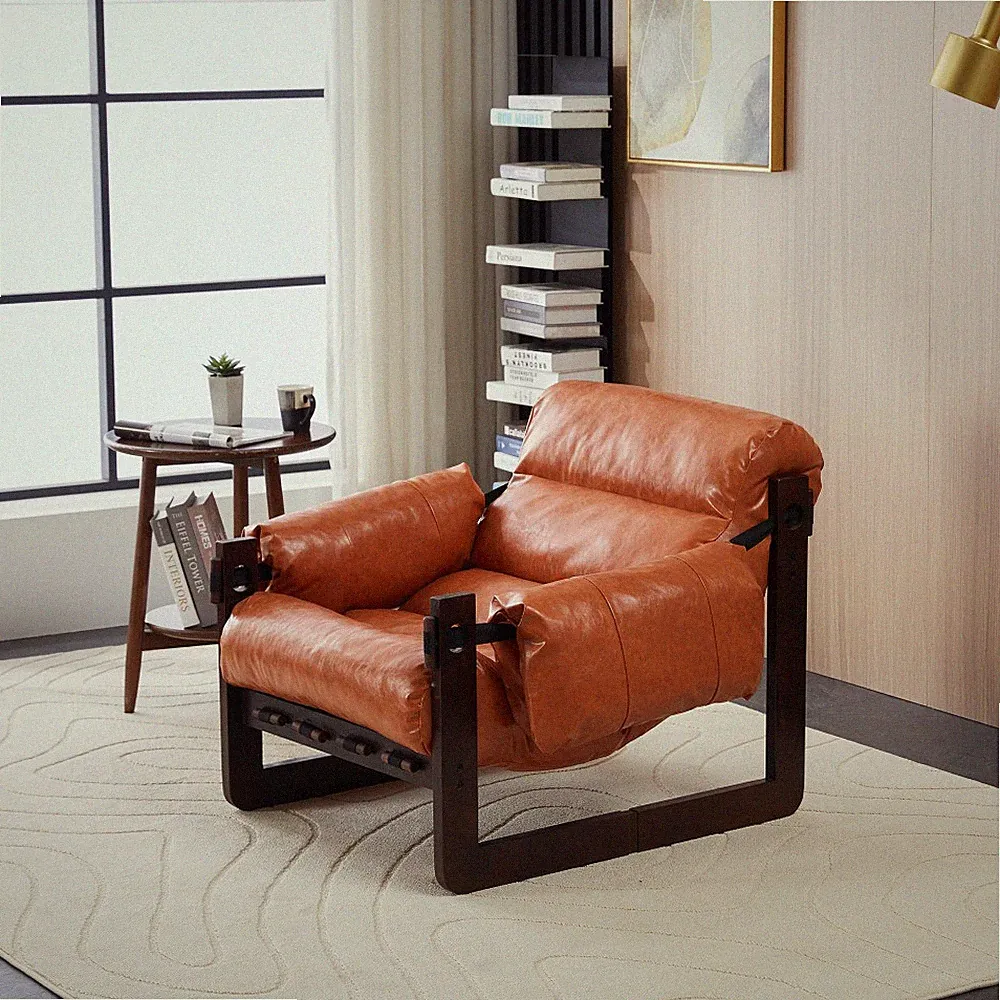 Recliner with Removable Armrests Waterproof Leather Mortise and Tenon Joints