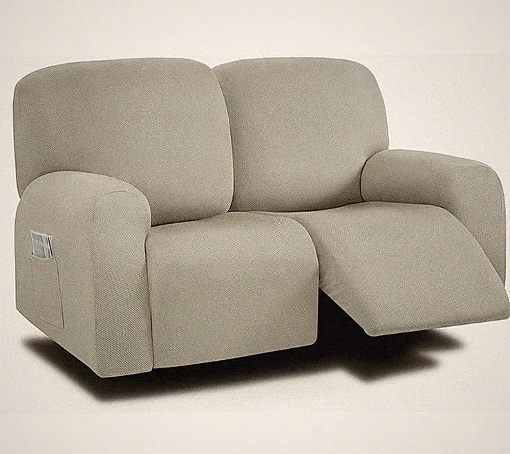 Reclining Loveseat Slipcover, 48" - 65" L, 6-Piece Yarn Dyed Loveseat Reclining