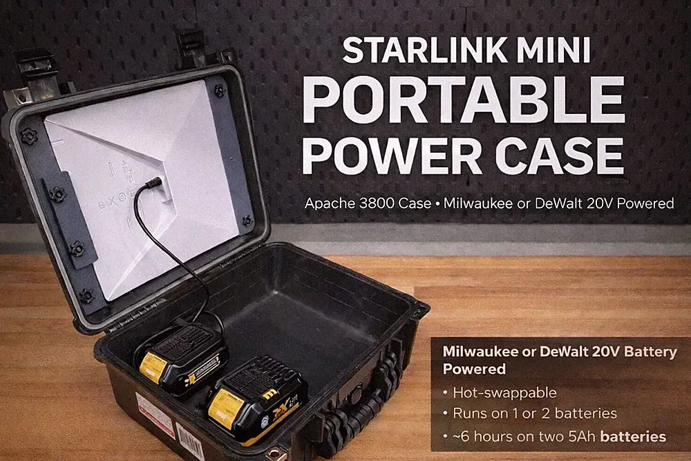 Starlink Mini Portable Case & Battery Power Solution | Milwaukee or Dewalt