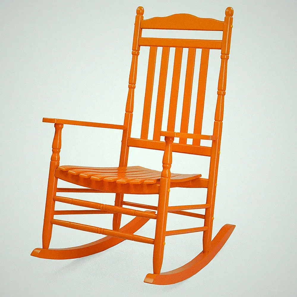 Wooden Rocking Chair, Armchair w/ High Back, Reclining Seat for In/Outdoor Yard